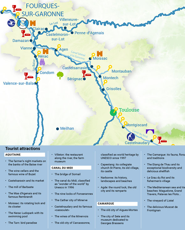 River cruise itinerary aquitaine